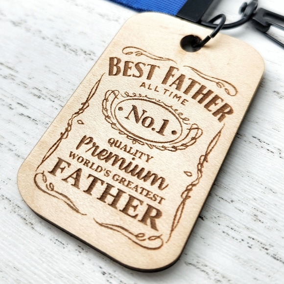 DAD GIFT!!! Keychain Wristlet with Laser Engraved Pendant - Best Father Ever - Picture 4 of 9